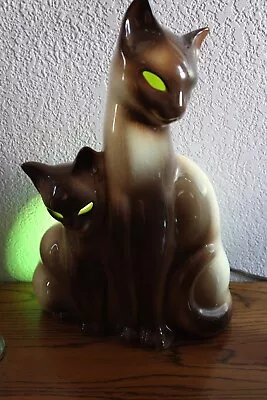 $85 • Buy Beautiful Vintage Kron Siamese Cat W/ Kitten Lamp/Light - Estate