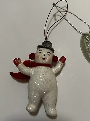 Old World Snowman Christmas Ornament Midwest CBK Glitter Sparkle Vtg Look NWT • $12.99