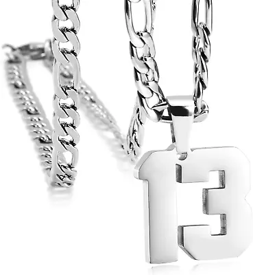 Personalized Jersey Number Necklaces For MensAthletes Stainless Steel Sport Num • $15.26