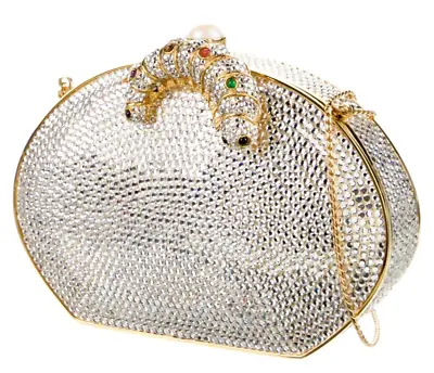 Judith Leiber Caterpillar Crystal Gold Minaudiere Evening Bag Clutch Vintage • $1999.58