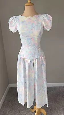 Vintage Alfred Angelo Pastel Floral Tea Party Cottagecore Dress XS S • $49.99