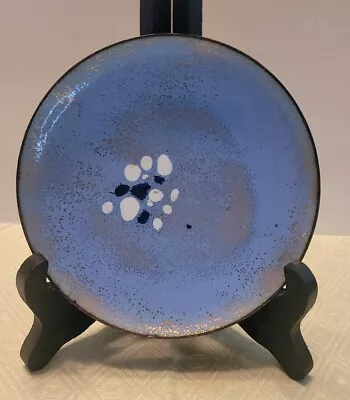 Vintage Enamel On Copper Plate Art Dish Blue Abstract 4.75  • $20