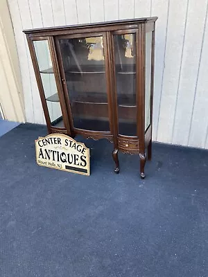 65286  Antique Mahogany Bow Glass Curio China Cabinet EASTON Furniture • $575