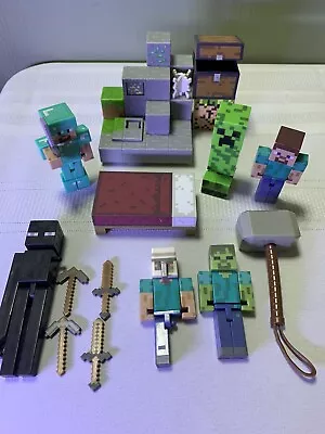 Minecraft Mixed Toys LOT Action Figures Accessories Blocks Swords • $12.44