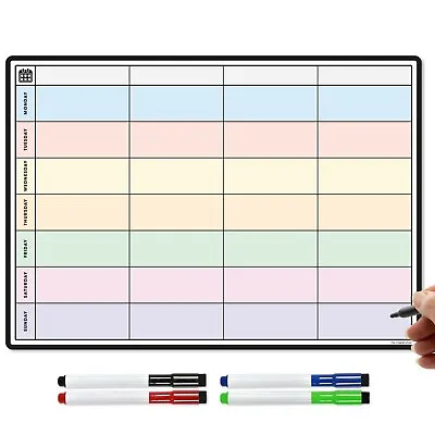 Magnetic Weekly Planner Dry Wipe Fridge Whiteboard Or Dry Erase Memoboard • £12.95