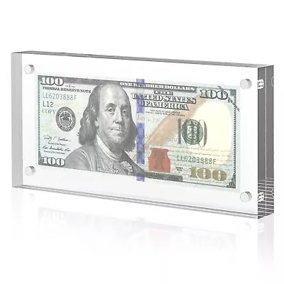 Acrylic Currency Holder Self Standing Dollar Bill Frame For Collectors Ticket • $20.45