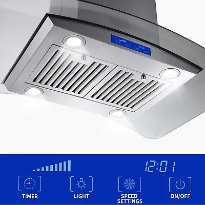 36 In Island Mount Range Hood Vent 900CFM Stainless Steel 3-Speed Touch Control • $299.99