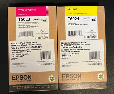 2 EPSON INKS T6023 Vivid Magenta / T6024 Yellow 2020 • $57