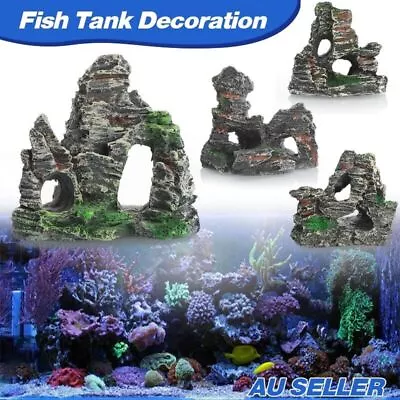 Aquarium Cave Rockery Mountain View Ornament Fish Tank Landscaping Decoration AU • $11.75