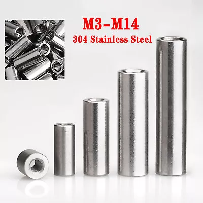 £2.63 • Buy M3-M14 Threaded Sleeve Rod Bar Stud Round Connector Nut A2 Stainless Long Nuts