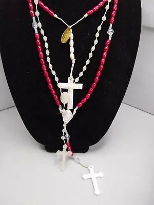 Vintage Beaded Crucifix Rosary Lot (3 Pieces) - 24  - Multicolor • $7