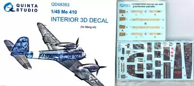 Quinta Studios 1/48 MESSERSCHMITT Me-410 DECAL COLORED INTERIOR SET Meng Kit • $16.99
