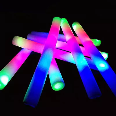 $14.99 • Buy 12 LED Light Up Foam Sticks Baton Wands Rally Party Supply Soft Glow Tube Rave