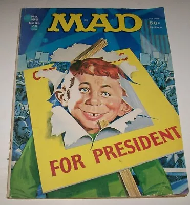 Mad Magazine #185 Sept 1976 A E. Neuman For President Harsky & Stutch Spy Vs Spy • $12.50