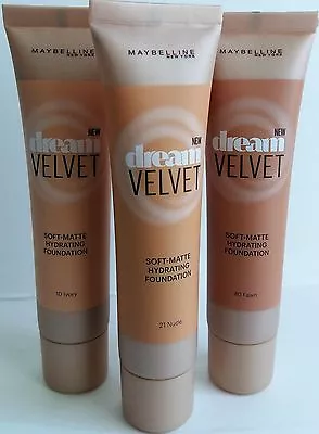 MAYBELLINE DREAM VELVET SOFT MATTE HYDRATING FOUNDATION 30ml  NEW • £7.95