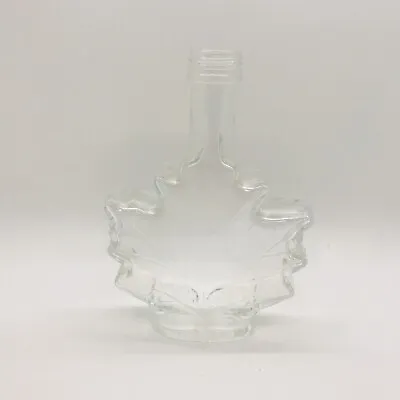 Canadian Maple Leaf Shape Clear Glass Syrup Bottle Embossed Empty No Lid Jar • $7.99