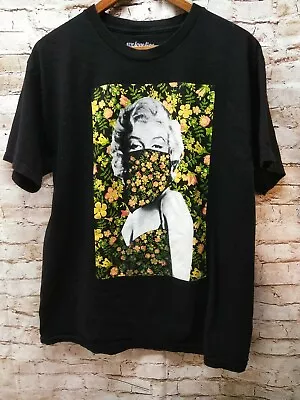 Red Carpet Nor Marilyn Monroe Tee Shirt Floral Bandana Black Short Sleeve Sz L • $11.04