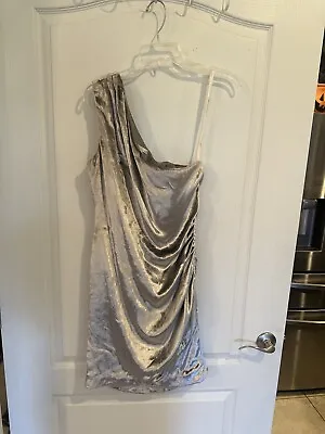 Shoshanna Women’s Silver Velvet One Shoulder Dress Size 8 • $45