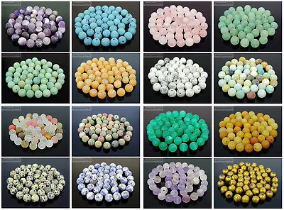 Wholesale Matte Frosted Natural Gemstone Round Loose Beads 4mm 6mm 8mm 10mm 12mm • $4.60