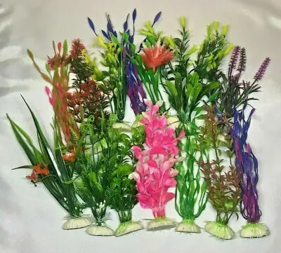 $11 • Buy Lot Of 6 - 8  Artificial Plastic Decoration Aquarium Plant For Fish Tank New