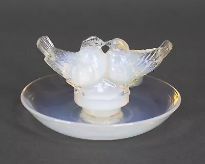 R Lalique Opalescent Glass Kissing Doves Trinket Ring Dish Tray Cendrier Ashtray • £1884.54