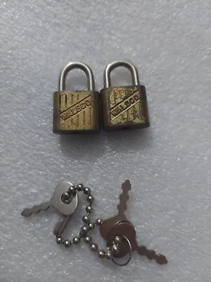 Vintage WALSCO Mini Padlock Lock With 3 Keys Miniature Luggage Set Of 2 • $19.99