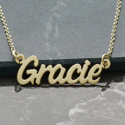 9ct Gold Plated On Sterling Silver Script Personalised Any Name Necklace & Chain • £45