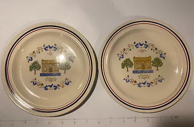 Set Of 2 Vintage Newcor Stoneware 5003  Homespun  Salad Dessert Plates 1986 • $6.99