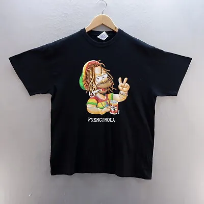 Homer Simpsons T Shirt Medium Black Graphic Print Rasta Reggae Fuengirola Mens • £8.09