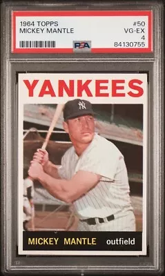 1964 Topps Mickey Mantle PSA 4 VG-EX (JUST GRADED) #50 Yankees ~0755 • $425