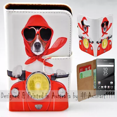$13.98 • Buy For Sony Xperia Series - Dog Ride Scooter Print Wallet Mobile Phone Case Cover