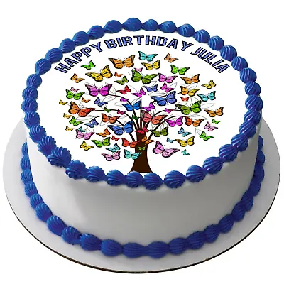 Butterfly 7.5  Round Icing Edible Premium Cake Topper 19cm Diametre D1 • £9.47