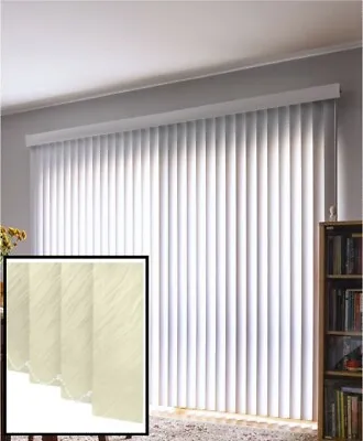 CREAM - CIRRUS TEXTURED LOUVRE VERTICAL WINDOW BLIND KIT - Child Safe • £29.99