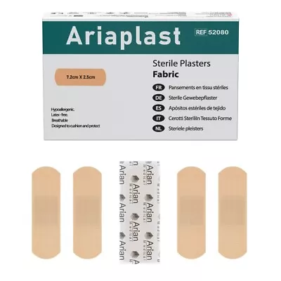 AriaPlast Sterile Fabric First Aid Wound Plasters- 7.2cm X 2.5cm Pack Of 100's • £5.20