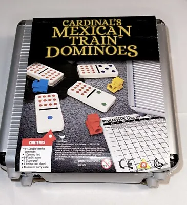 *Classic Games Mexican Train Dominoes In Aluminum Carry Case  Free SHIP • $29.99