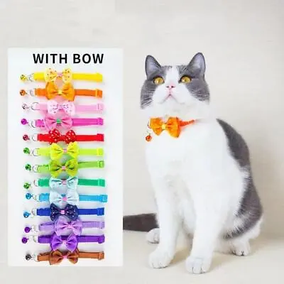 £3.49 • Buy Bow Tie Adjustable Necktie Cat Kitten Collar Small Pet Puppy Bowknot Bell Collar