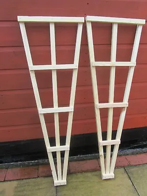 2 WOODEN GARDEN TRELLIS 3FT X 1FT FAN SHAPE For Climbing Plants / Flower Support • £17.99