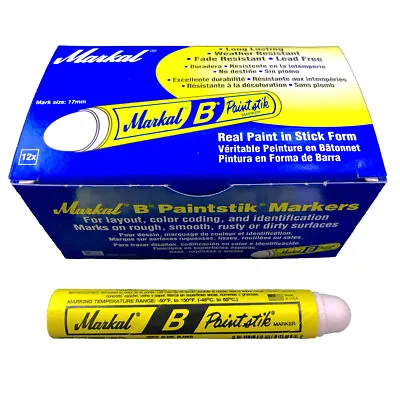 Box Of 12 Markal B White Tire Chalk Paint Sticks Crayon Surface Marker Graffiti • $22.88