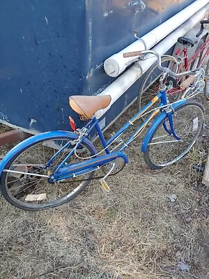 Vintage Ladies 3 Speed Blue Striped Jc Touring Bike  60s Saddle Seat • $174.99