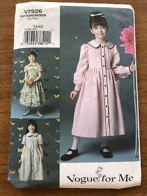 Vogue V7926 Uncut Sewing Pattern Children's Dress Size 5-6-6X • $4.85