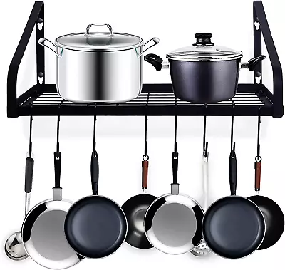 Pot And Pan Hanger Wall Mounted Pots And Pan Hanging Rack With 8 Hooks For Kitc • $28.99