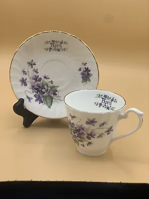 Ventge April Sadler Wellington Bone China Teacup And Saucer Set Flowers Purple • £14.25