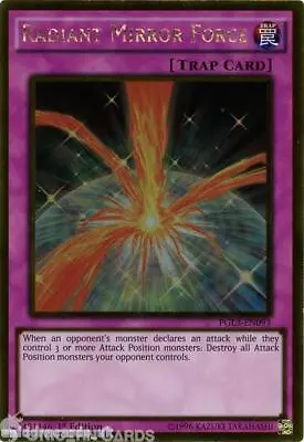 PGL3-EN093 Radiant Mirror Force Gold Rare 1st Edition Mint YuGiOh Card • £0.99