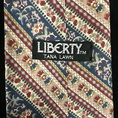 Liberty Tana Lawn Vintage 100% Cotton Striped & Floral Necktie -England 3.75x56 • $25