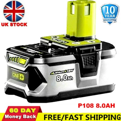 £22.69 • Buy 8.0AH For Ryobi 18V Battery P108 Lithium Battery RB18L50 RB18L40 P104 18 Volt 