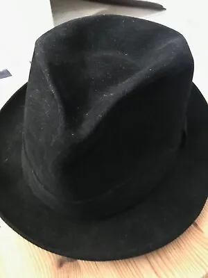 VTG 1950's Penny's Marathon Felt Fedora Hat Black Size  7 1/8 • $80