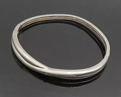 925 Sterling Silver - Vintage Genuine Diamonds Smooth Bangle Bracelet - BT8031 • $125.04