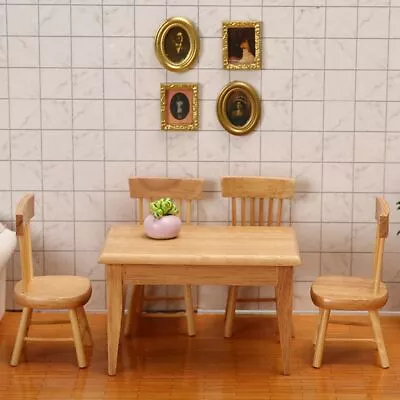 Wooden Table Table Furniture Toys Doll House Decoration Simulation Chair • $11.90