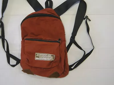 VTG WILDERNESS EXPERIENCE RUCKSACK DAY PACK BACKPACK Orange Leather 13x11x4  GUC • $31.99