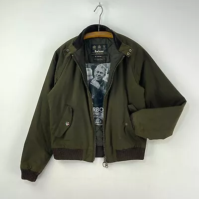 Barbour Steve McQueen Merchant Wax Bomber Jacket Mens Medium Olive Green Biker • $170.54